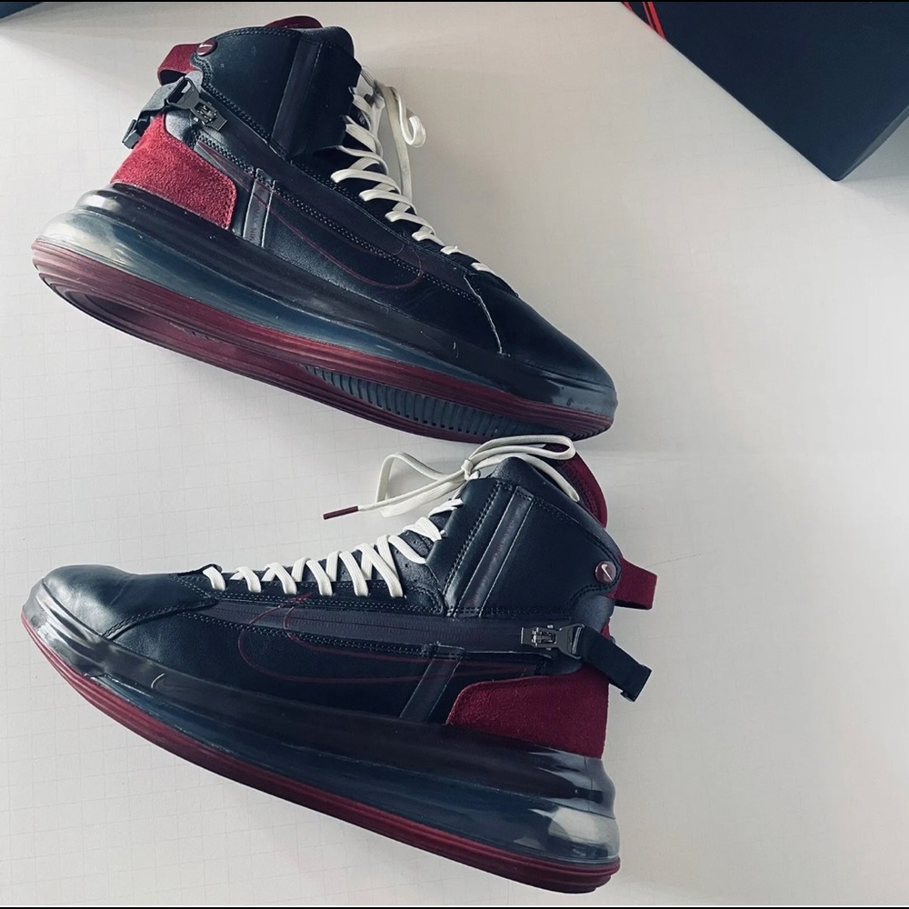 Nike Air Max 720 Saturn Black/Red-Maroon hightops-sneakers - Picture 4 of 6